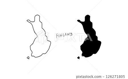 簡單的芬蘭地圖手繪向量插圖 126271805
