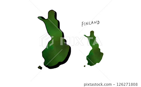 Vector illustration of a hand-drawn map of Finland painted in green watercolor Vector illustration of a hand-drawn map of Finland painted in green watercolor 126271808