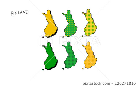 手繪芬蘭地圖向量插圖，圖案豐富多彩 126271810