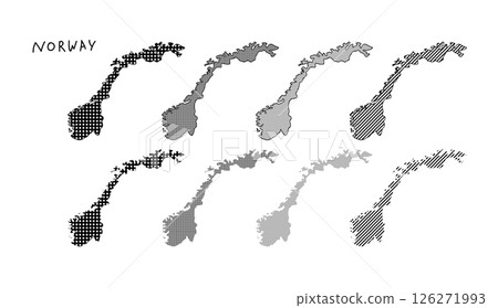 手繪向量插圖，帶有有點和條紋的挪威地圖 126271993