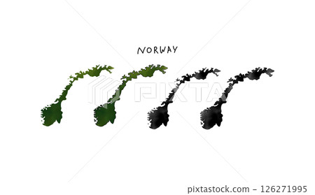 用水彩繪製的挪威手繪地圖的向量插圖 126271995