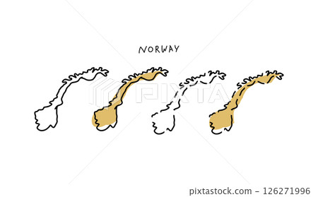 簡單的挪威地圖手繪向量插圖 126271996