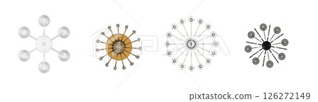 chandelier on the ceiling isolated on transparent background, hanging lamp, pendant light, 3D illustration, cg render 126272149