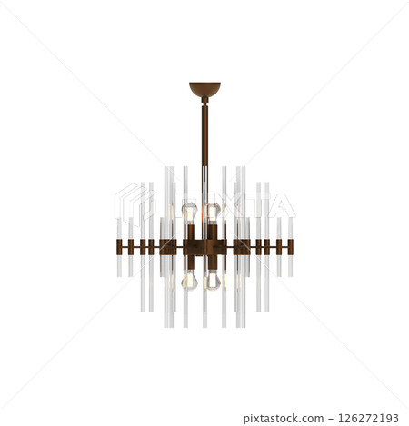 chandelier on the ceiling isolated on transparent background, hanging lamp, pendant light, 3D illustration, cg render chandelier on the ceiling isolated on transparent background, hanging lamp, pendant light, 3D illustration, cg render 126272193