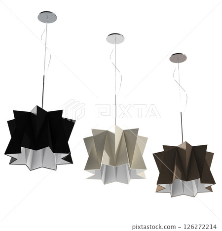 chandelier on the ceiling isolated on transparent background, hanging lamp, pendant light, 3D illustration, cg render 126272214