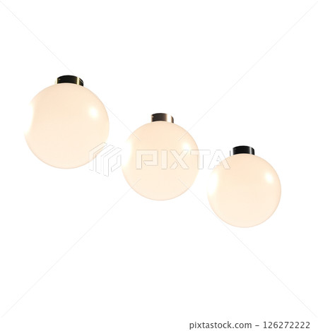 chandelier on the ceiling isolated on transparent background, hanging lamp, pendant light, 3D illustration, cg render 126272222