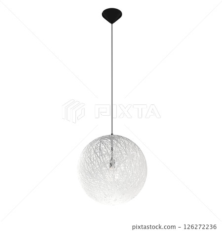 chandelier on the ceiling isolated on transparent background, hanging lamp, pendant light, 3D illustration, cg render 126272236