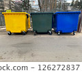 Separate plastic mobile garbage containers 126272837
