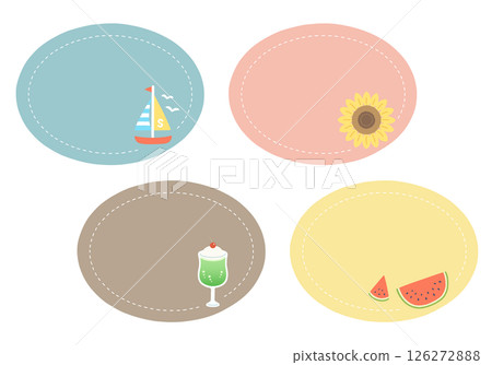 流行可愛的夏季鏡框套裝：無主線、橢圓形、4 種類型 126272888