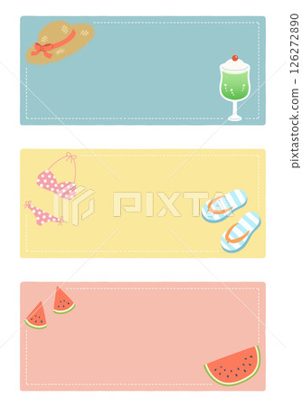 Pop and cute summer item frame set: no main line, rectangular, horizontal, 3 types 126272890