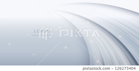 Modern white curved rays on grey background and lighting effect sparkle. 126273404