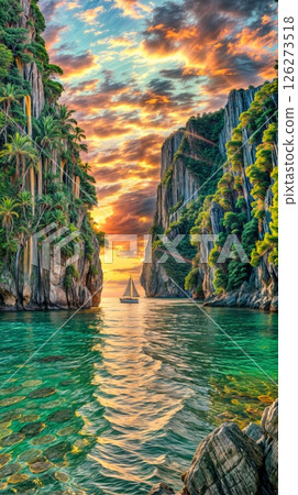 sunset over the sea 126273518