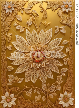 Magical Golden and Ivory Flowers in Soft Bokeh Light, Elegant floral Magical Golden and Ivory Flowers in Soft Bokeh Light, Elegant floral 126274121