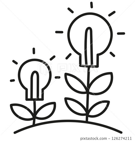 nature conservation concept. Lightbulb flowers growing in a minimalistic design. .hand drawn doodle line style 126274211