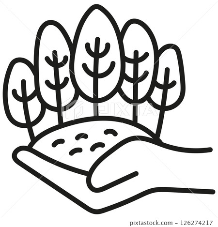 nature conservation concept. Hand holding trees and soil, symbolizing nature and care. .hand drawn doodle line style nature conservation concept. Hand holding trees and soil, symbolizing nature and care. .hand drawn doodle line style 126274217