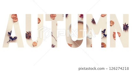 Autumn concept banner with creative text cutout effect Autumn concept banner with creative text cutout effect 126274218