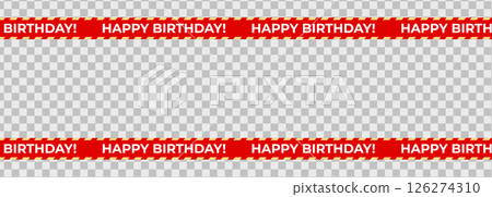 Happy Birthday Frame Tape Vector, Red Striped Ribbon Border Isolated on Transparent Background. Perfect for invitations, event branding, banners. Isolated Vector Illustration Happy Birthday Frame Tape Vector, Red Striped Ribbon Border Isolated on Transparent Background. Perfect for invitations, event branding, banners. Isolated Vector Illustration 126274310