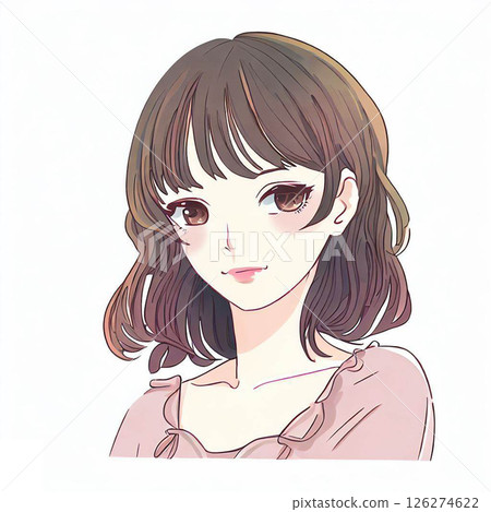 Illustration of smiling Japanese women! Cool, beautiful and cute, in their teens, twenties, thirties or forties? 126274622