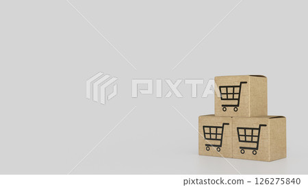 The Card Board and Shopping cart icon for Marketing concept 3d Rendering. 126275840