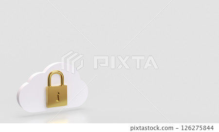 The White cloud and Gold lock for Technology Security concept 3d Rendering. The White cloud and Gold lock for Technology Security concept 3d Rendering. 126275844
