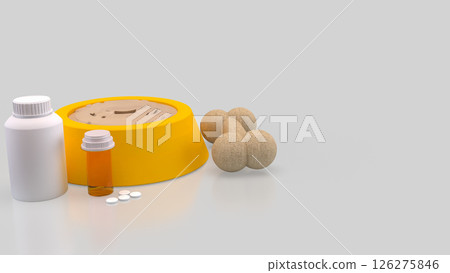 The Food in Bowl for Pet concept 3d Rendering. The Food in Bowl for Pet concept 3d Rendering. 126275846
