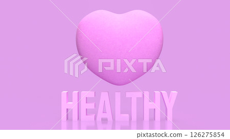 The Healthy text and pink heart image 3d Rendering. 126275854