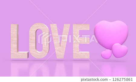 The Love wood text and Pink Heart for romance concept 3d Rendering. The Love wood text and Pink Heart for romance concept 3d Rendering. 126275861