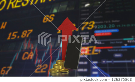 The Smart phone and coins for Business or technology concept 3d Rendering. 126275868