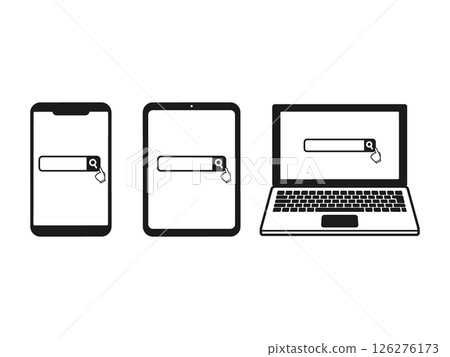 Illustration of a smartphone, tablet, or PC displaying a search box with a finger / useful material for UI and presentations Illustration of a smartphone, tablet, or PC displaying a search box with a finger / useful material for UI and presentations 126276173