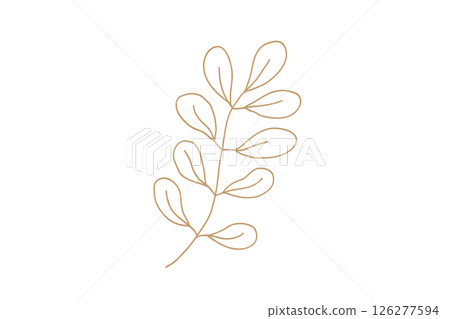 植物手繪斯堪的納維亞風格簡單向量插圖黃金 126277594