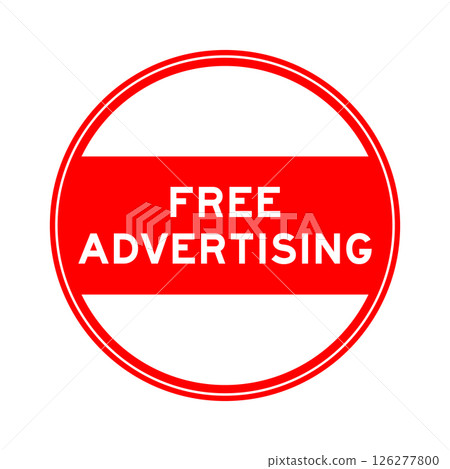 Red color round seal sticker in word free advertising on white background 126277800