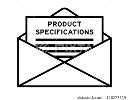 Envelope and letter sign with word product specifications as the headline 126277829