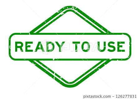 Grunge green ready to use word rubber seal stamp on white background 126277831
