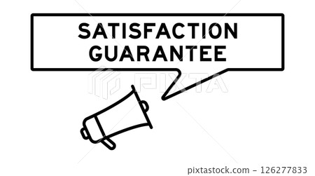 Megaphone icon with speech bubble in word satisfaction guarantee on white background 126277833