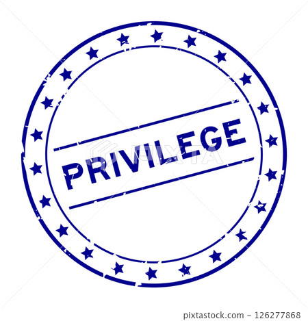 Grunge blue privlege word round rubber seal stamp on white background 126277868