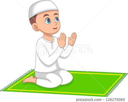 Muslim boy praying cartoon 126278060