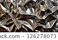close up crumpled aluminum foil texture background, abstract pattern of tinfoil, copy space 126278073