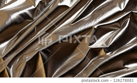 close up crumpled aluminum foil texture background, abstract pattern of tinfoil, copy space 126278081