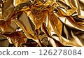 close up crumpled gold aluminum foil texture background, abstract pattern of tinfoil, copy space 126278084