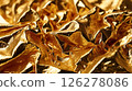 close up crumpled gold aluminum foil texture background, abstract pattern of tinfoil, copy space 126278086