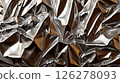 close up crumpled aluminum foil texture background, abstract pattern of tinfoil, copy space 126278093