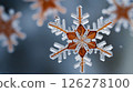snowflake close up background, christmas time and frosty winter atmosphere, copy space 126278100