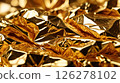 close up crumpled gold aluminum foil texture background, abstract pattern of tinfoil, copy space 126278102