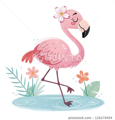 Cute bird, children's book style White Background 126278404