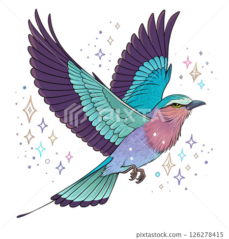 Cute bird, children's book style White Background 126278415