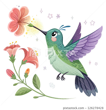 Cute bird, children's book style White Background Cute bird, children's book style White Background 126278428