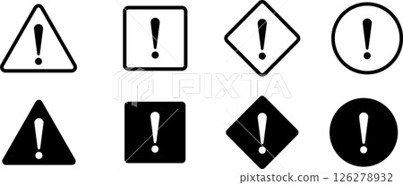 黑色和白色的注意標記圖標 126278932