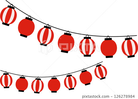 節日燈籠圖示插圖,兩個掛著 節日燈籠圖示插圖,兩個掛著 126278984
