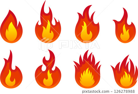 火和火焰圖示紅色 126278988