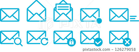 電子郵件圖示標記圖藍色 電子郵件圖示標記圖藍色 126279058